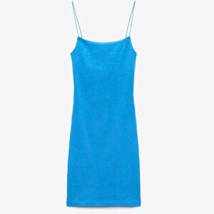 ZARA - Blue Knit Mini Tank Dress - Size M